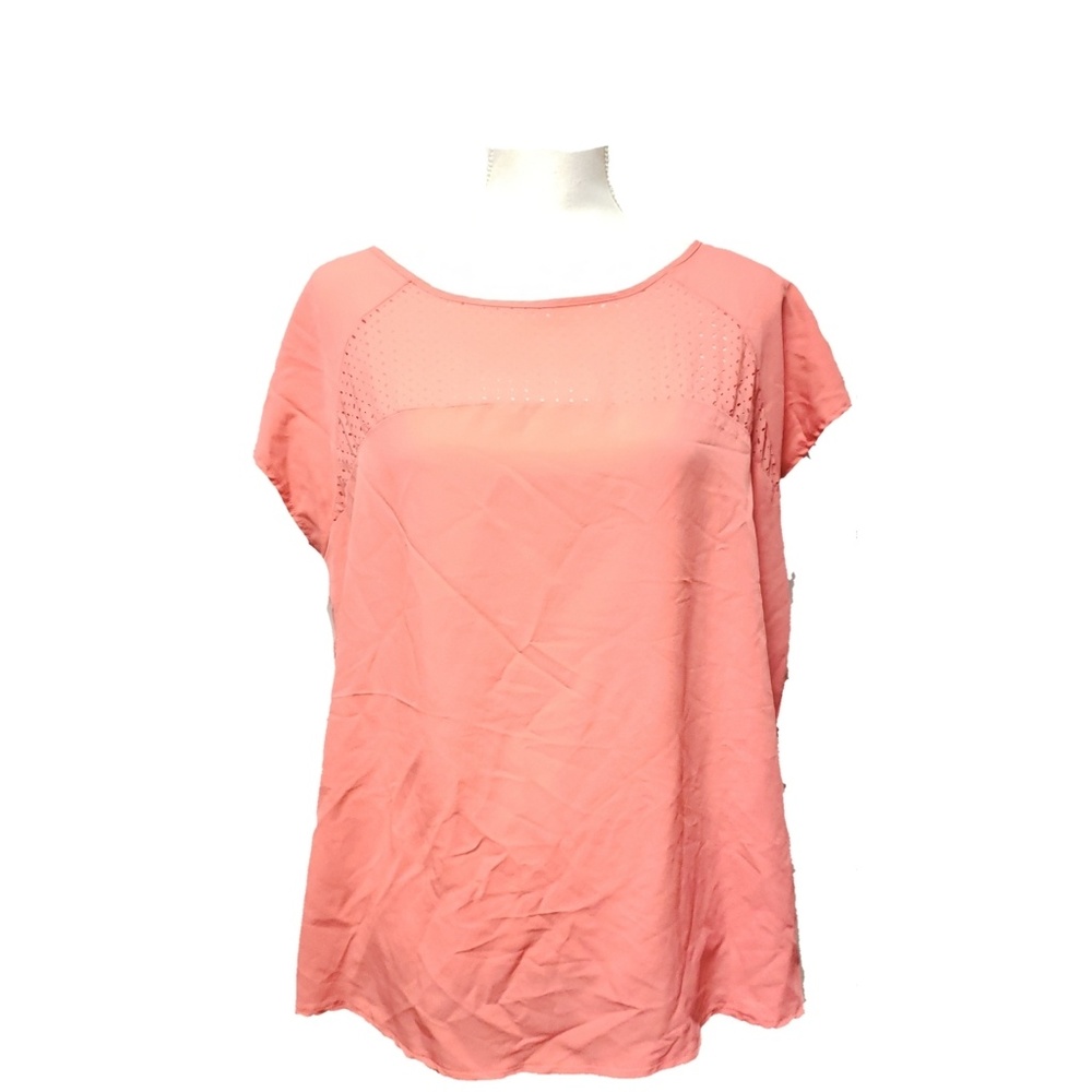 Ava & Viv Womens Short Sleeve Top Peach Blouse 1X